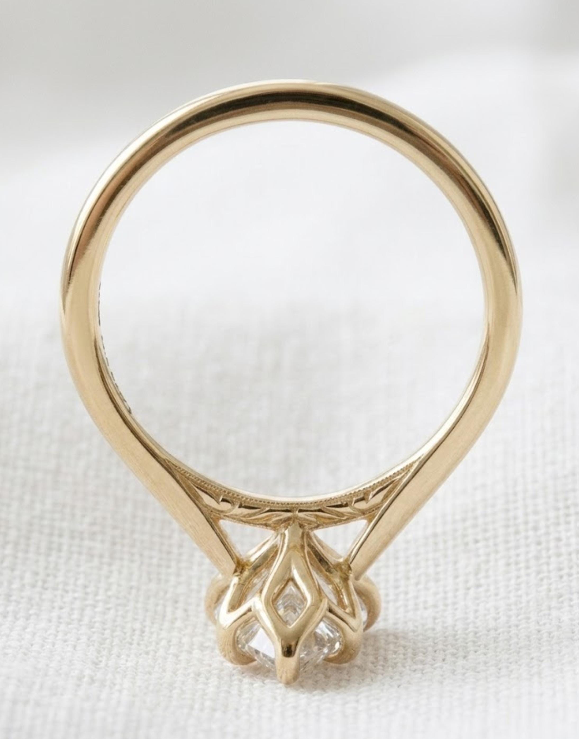 Pear Cut Lab Diamond Solitaire Ring, Tulip Setting