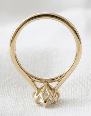Pear Cut Lab Diamond Solitaire Ring, Tulip Setting