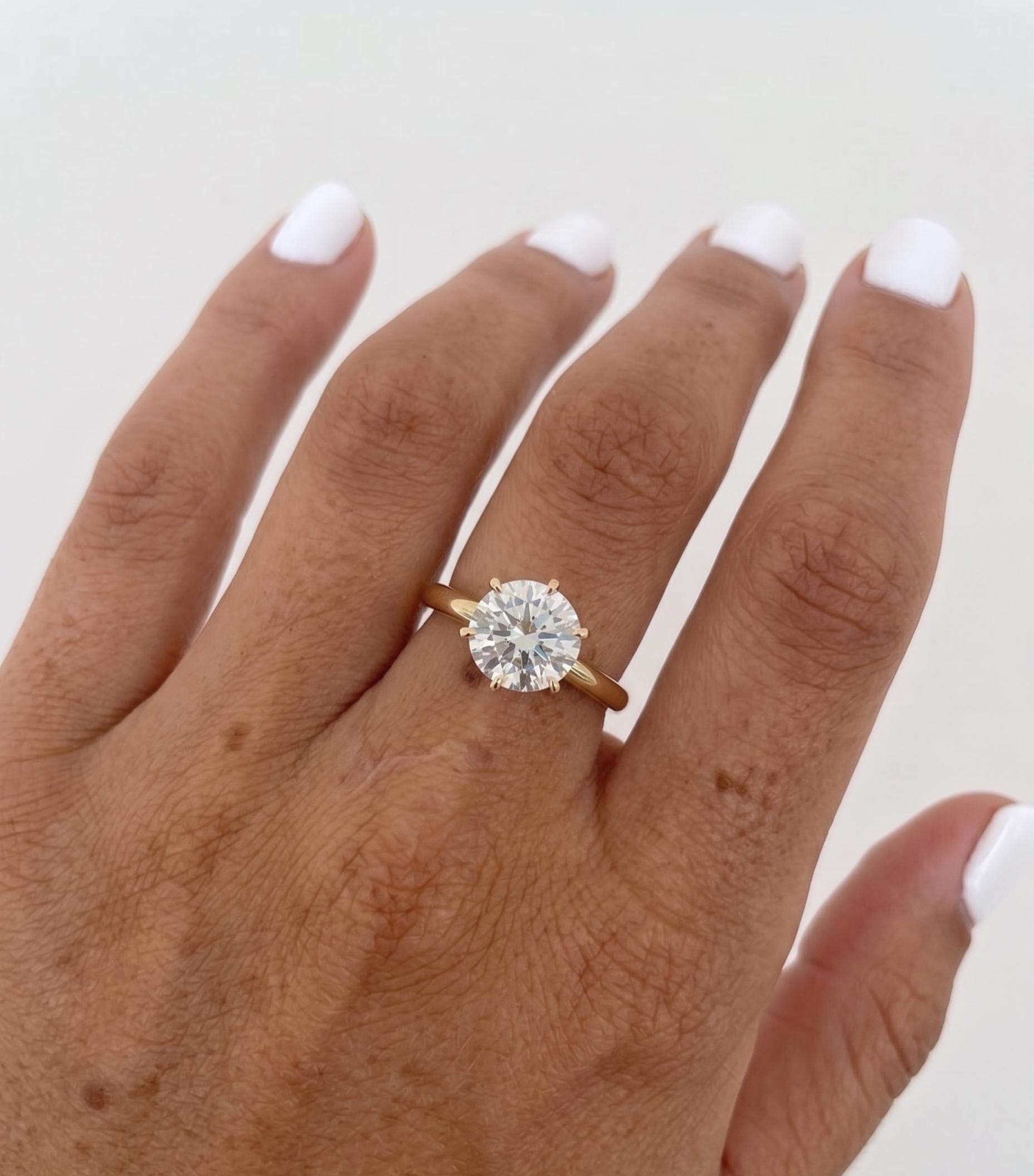 2 CT Round Lab Diamond Solitaire Ring 6 Prong Engagement Ring