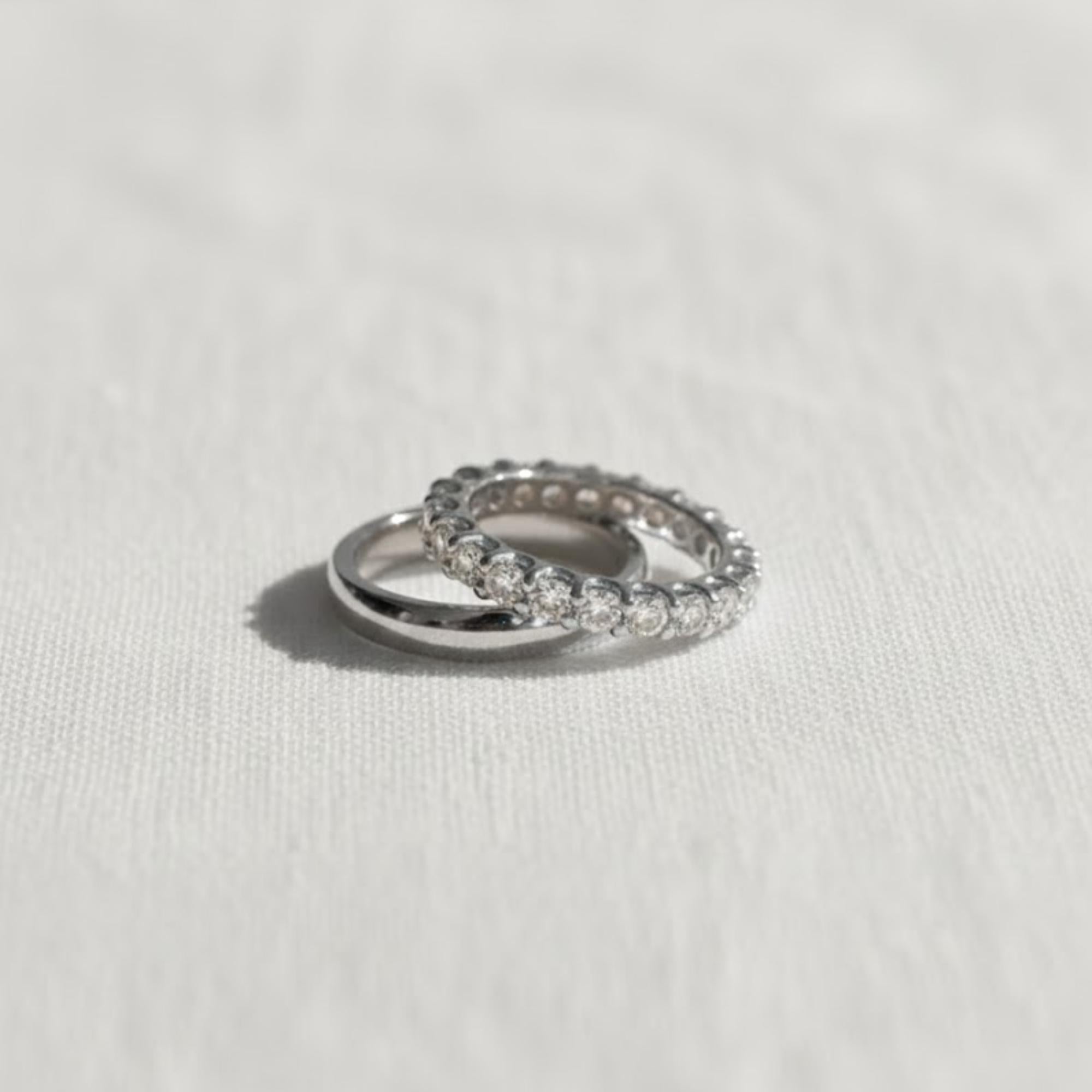 Minimalist Wedding Eternity Diamond Band Set For Bride