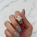 3 Carat Oval Lab Grown CVD Diamond F VS1 Thick Engagement Ring / 3.5MM Cigar Band Two Tone Ring / Wide Band / Unique Solitaire Ring