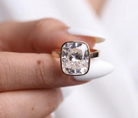 7.08 Carat Elongated Cushion Lab Diamond Bezel Set Ring