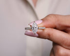 Marquise Diamond Engagement Ring Genuine Lab Grown Diamond Anniversary Ring Unique Proposal Ring for Her Silver Pave Setting Ring Gift .