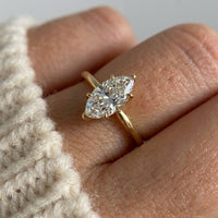 1.5 Ct Marquise Lab Diamond Ring, 14K Yellow Gold