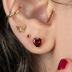 Heart Diamond Earrings for Women, 2 ct Red Garnet Stud Earrings, Anniversary Gifts, 925 Sterling Silver, Heart Shaped Earring