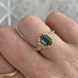 Natural Emerald Ring with Diamond Accents Ring