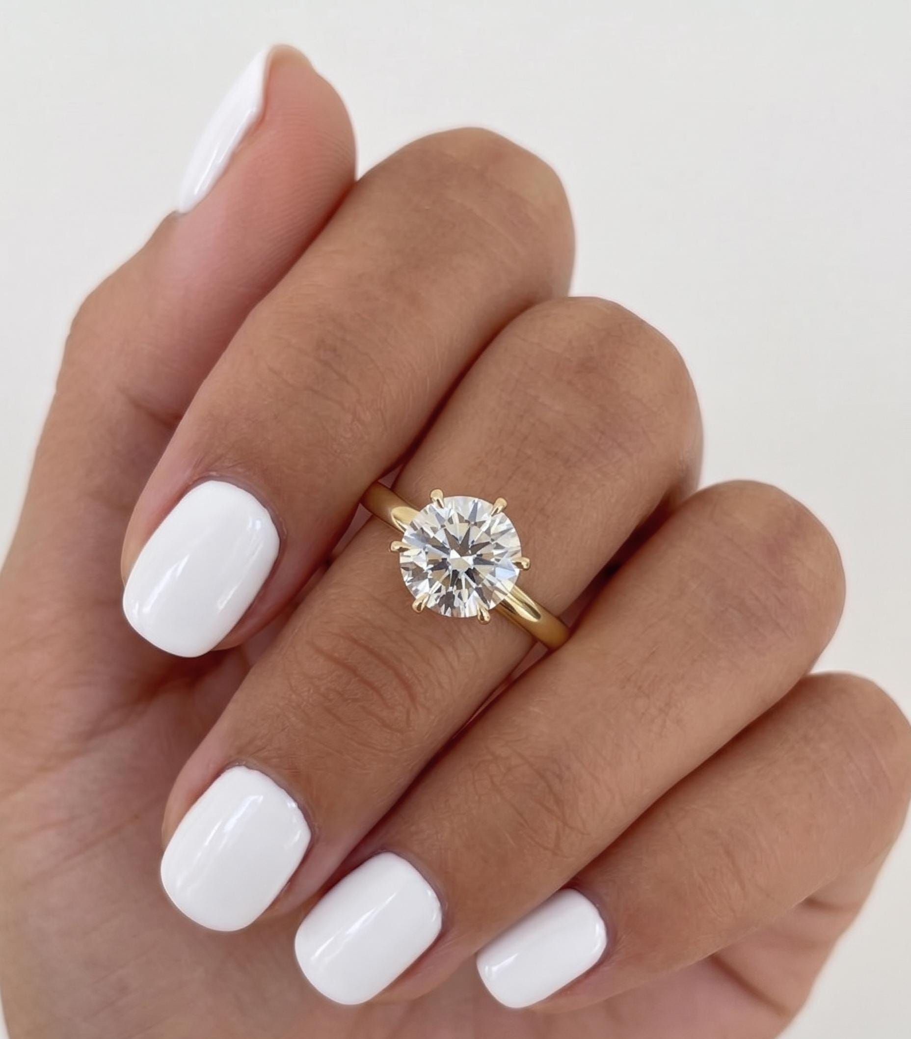 2 CT Round Lab Diamond Solitaire Ring 6 Prong Engagement Ring