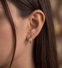 14K Gold Diamond Hoop Earrings