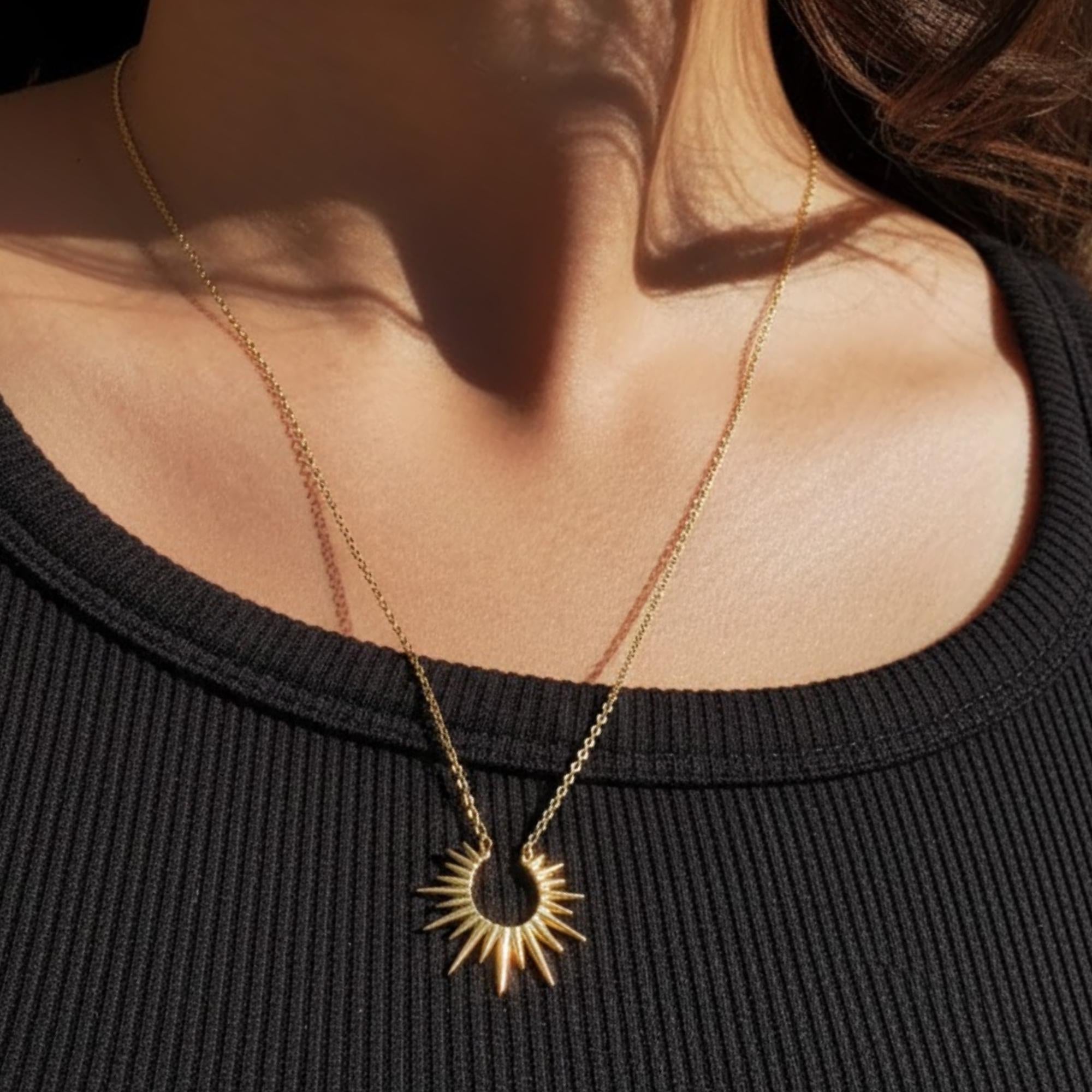 Sun Pendant Necklace, Minimalist Layering Chain