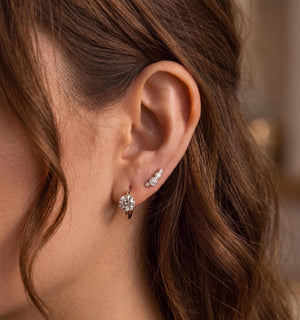 14K Gold Diamond Hoop Earrings