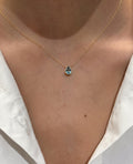 Pear Cut Blue Topaz Solitaire Necklace, 2.00 Carat Blue Diamond Wedding Necklace, Bezel Set Hand Made Diamond Bridal Necklace