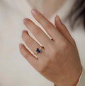 2 CT Blue Oval Cut Lab Engagement Ring, 14K Solid Gold Bezel Ring, Solitaire Ring, Three Stone Ring, Proposal Ring, Promise Ring