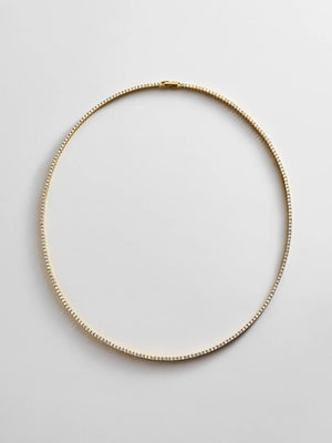 Silver CZ Tennis Choker Necklace, Dainty Bridal Jewelry