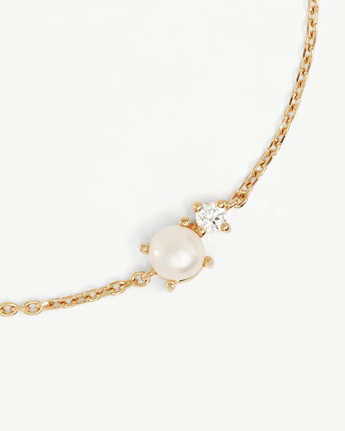 Freshwater Pearl Diamond Bracelet, Silver