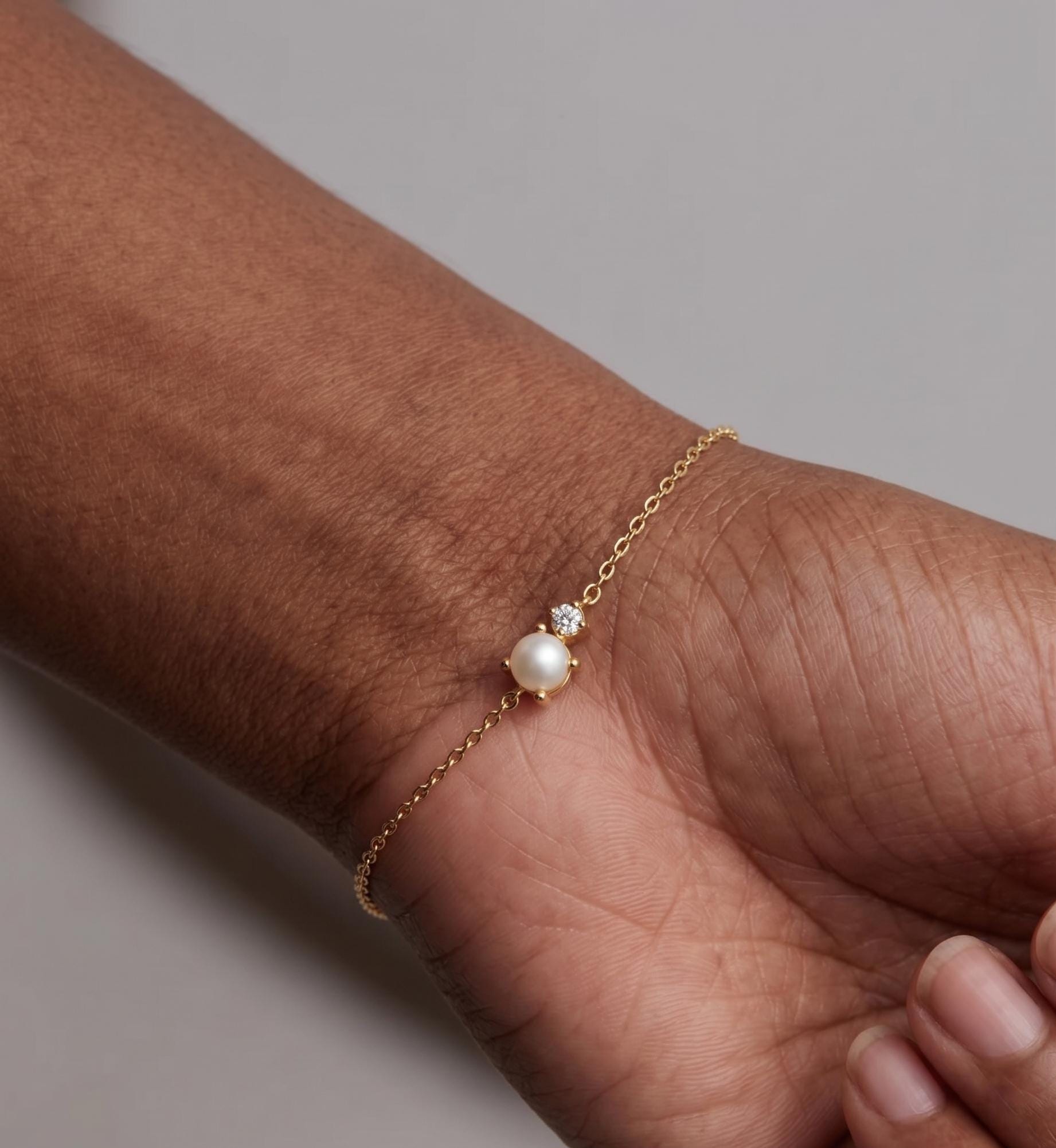 Freshwater Pearl Diamond Bracelet, Silver