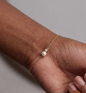 Freshwater Pearl Diamond Bracelet, Silver
