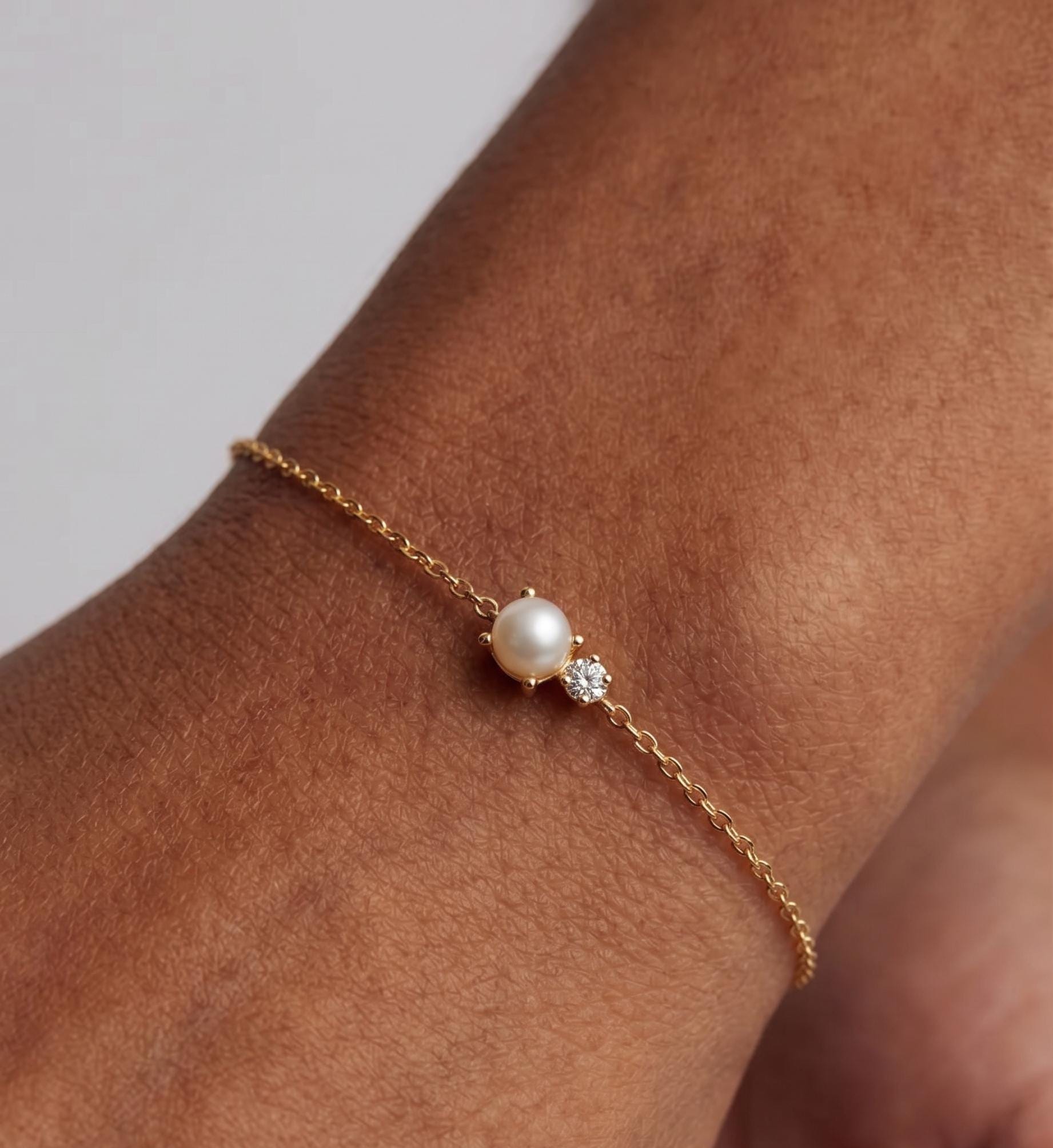 Freshwater Pearl Diamond Bracelet, Silver