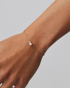 Freshwater Pearl with Diamond Bead Bracelet, Bridal Diamond Bracelets, Silver Women Bracelet, Bridesmaids Gifts, Wedding Gifts for Her