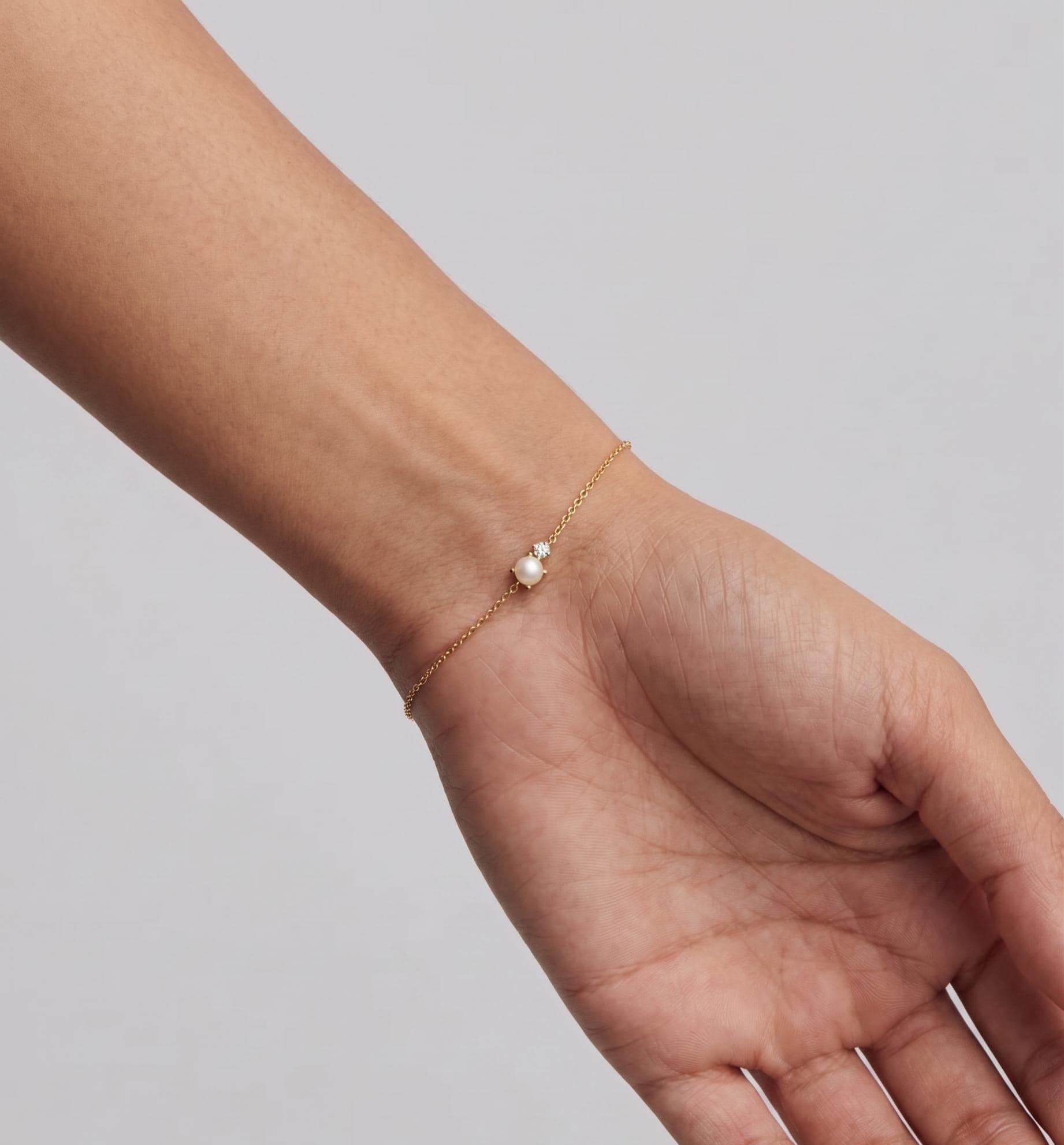 Freshwater Pearl Diamond Bracelet, Silver