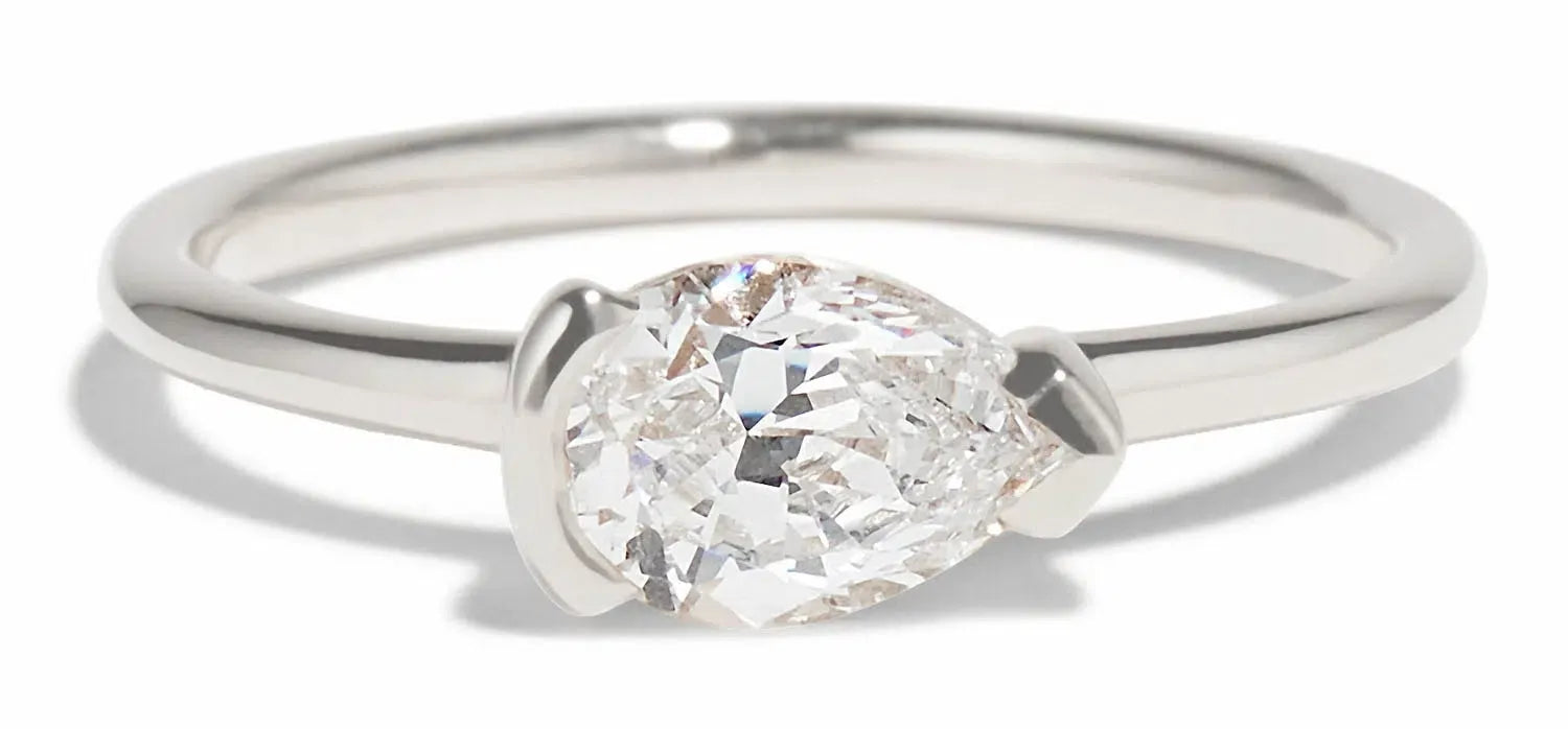 Pear Cut Diamond Solitaire Engagement Ring
