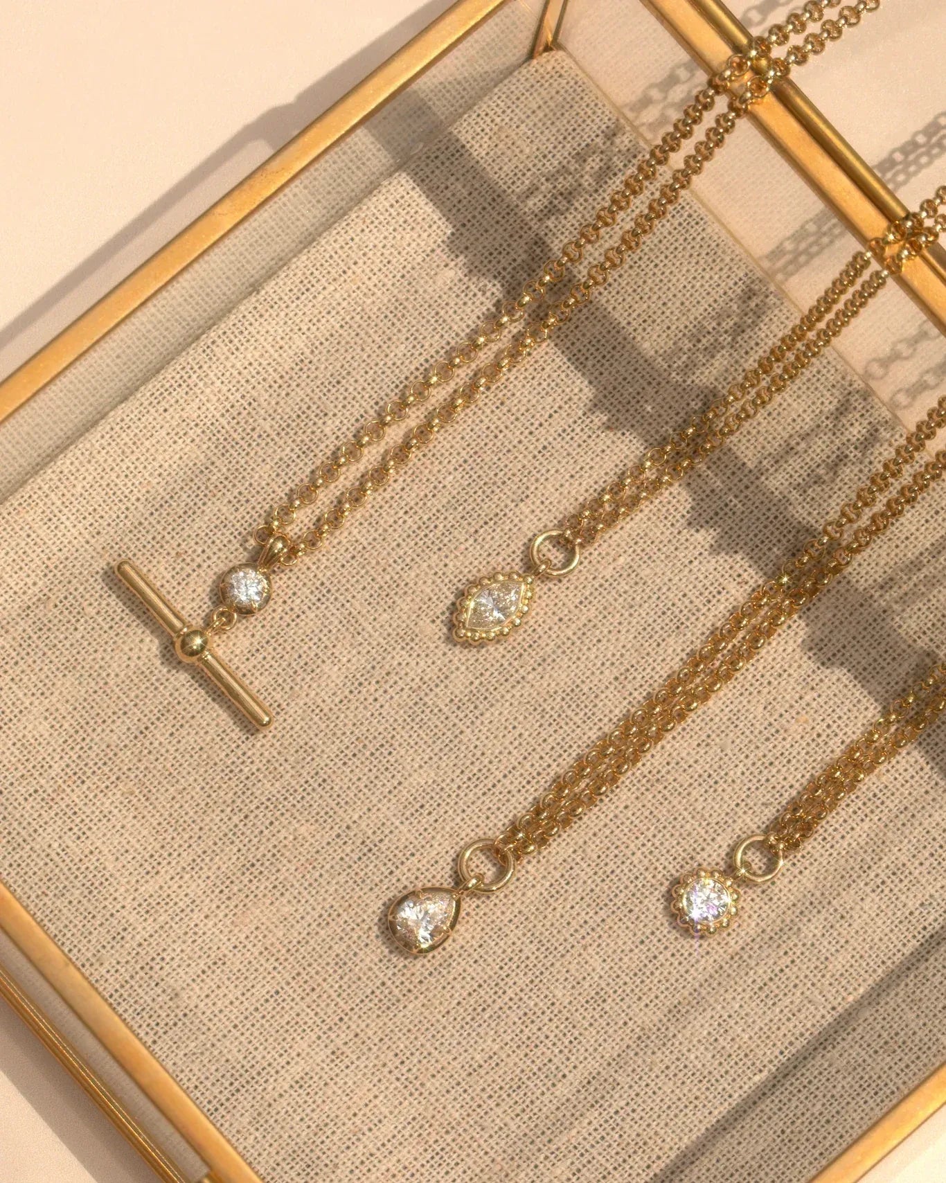 14K Gold T Bar Diamond Necklace
