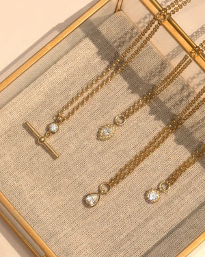 14K Gold T Bar Diamond Necklace