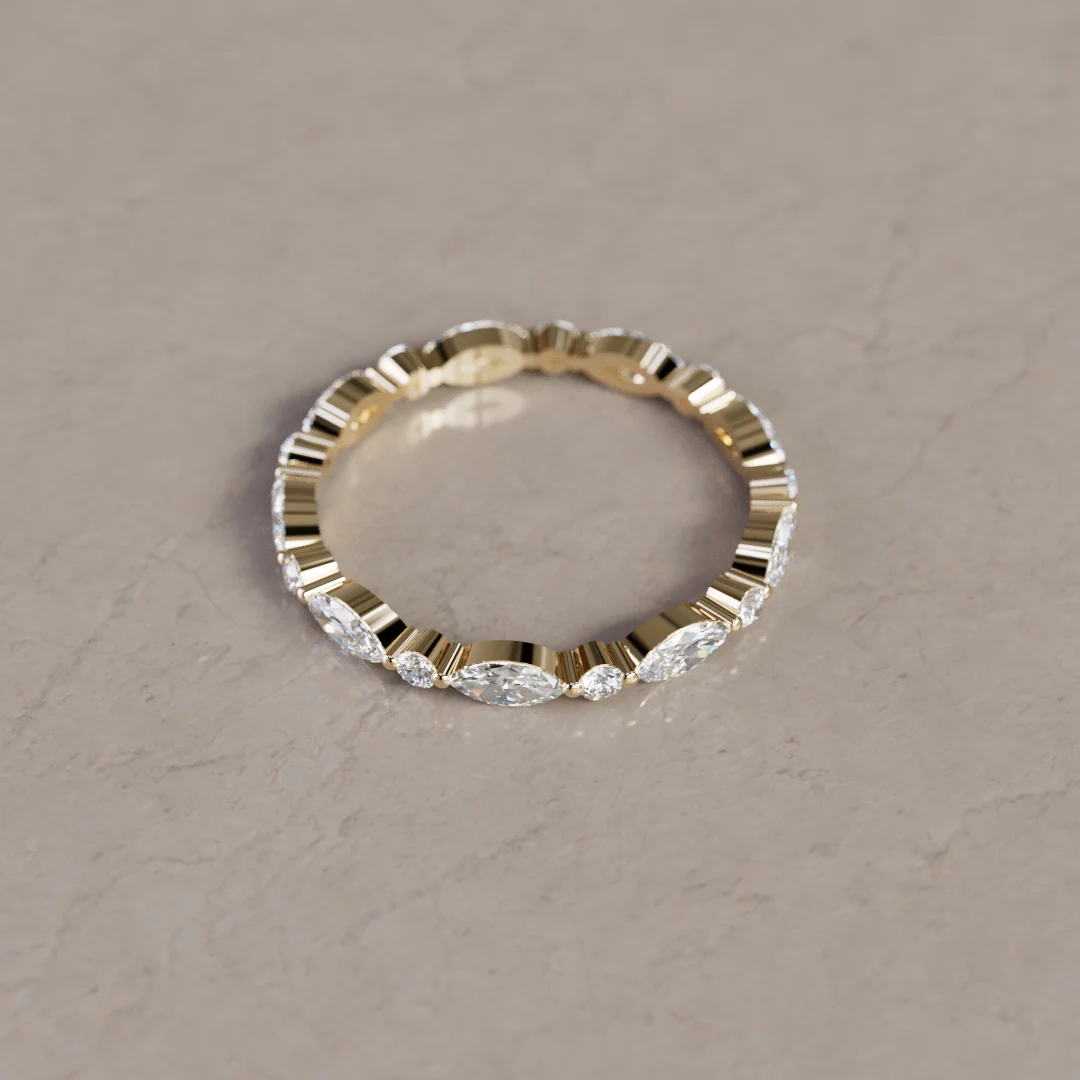 Mixed Cut Diamond Eternity Wedding Band