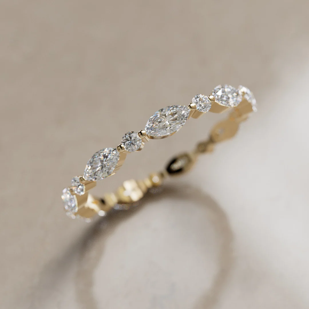 Mixed Cut Diamond Eternity Wedding Band